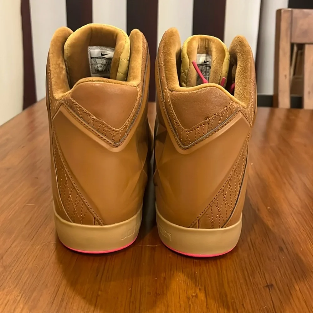 Nike Brown High-Top Sneakers with Pink Laces